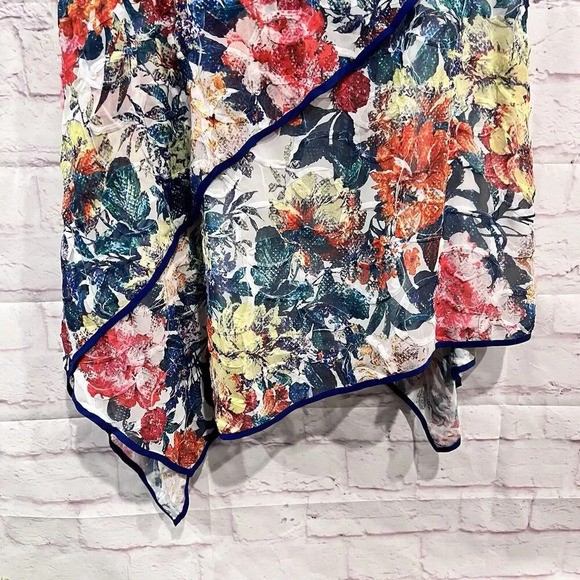 Adrianna Papell Floral Print‎ Asymmetrical Fit & Flare Dress Size 14W Sleeveless - Picture 8 of 12